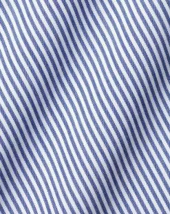 CHARLES TYRWHITT Non-Iron Bengal Stripe Shirt - Royal B 16 CHARLES TYRWHITT Non-Iron Bengal Stripe Shirt - Royal B -Charles Tyrwhitt Shop FON0411NAV FABRIC DETAIL