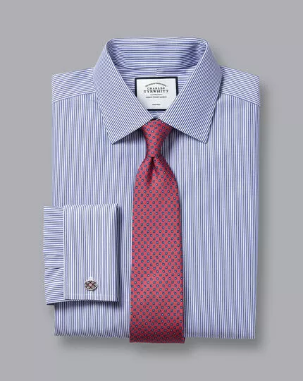 CHARLES TYRWHITT Non-Iron Bengal Stripe Shirt - Royal B 7 CHARLES TYRWHITT Non-Iron Bengal Stripe Shirt - Royal B - Image 5
