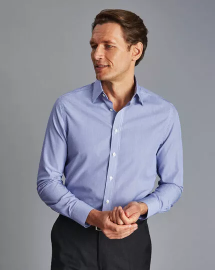CHARLES TYRWHITT Non-Iron Bengal Stripe Shirt - Royal B 4 CHARLES TYRWHITT Non-Iron Bengal Stripe Shirt - Royal B - Image 2