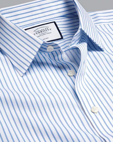 CHARLES TYRWHITT Non-Iron Twill Stripe Shirt - Cornflower B 3 CHARLES TYRWHITT Non-Iron Twill Stripe Shirt - Cornflower B