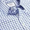CHARLES TYRWHITT Non-Iron Twill Grid Check Shirt - Cobalt B -Charles Tyrwhitt Shop FON0413RYL COLLAR DETAIL