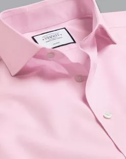 CHARLES TYRWHITT Spread Collar Non-Iron Twill Shirt - Pink