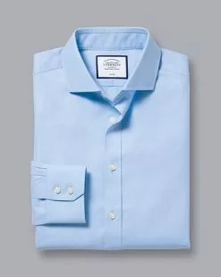 CHARLES TYRWHITT Spread Collar Non-Iron Twill Shirt - Sky B -Charles Tyrwhitt Shop FON0540SKY FOLD SINGLE