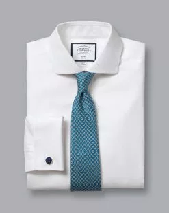 CHARLES TYRWHITT Spread Collar Non-Iron Twill Shirt - Wh -Charles Tyrwhitt Shop FON0540WHT FOLD DOUBLE