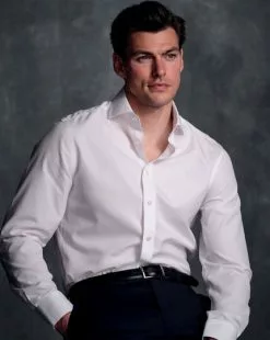 CHARLES TYRWHITT Spread Collar Non-Iron Poplin Shirt - Wh -Charles Tyrwhitt Shop FON0671WHT l