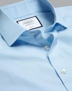 CHARLES TYRWHITT Spread Collar Non-Iron Poplin Shirt - Sky B