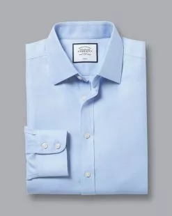 CHARLES TYRWHITT Non-Iron Herringbone Shirt - Sky B 11 CHARLES TYRWHITT Non-Iron Herringbone Shirt - Sky B -Charles Tyrwhitt Shop FON0676SKY FOLD SINGLE