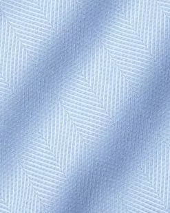 CHARLES TYRWHITT Spread Collar Non-Iron Herringbone Shirt - Sky B -Charles Tyrwhitt Shop FON0677SKY FABRIC DETAIL
