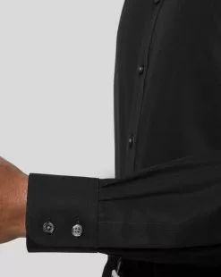 CHARLES TYRWHITT Non-Iron Poplin Shirt - Black -Charles Tyrwhitt Shop FON0709BLK MODEL CUFF