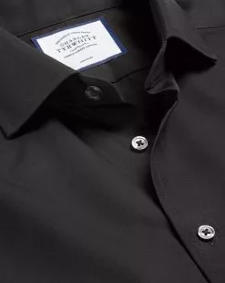 CHARLES TYRWHITT Spread Collar Non-Iron Poplin Shirt - Black