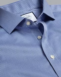 CHARLES TYRWHITT Spread Collar Non-Iron Puppytooth Shirt - Royal B