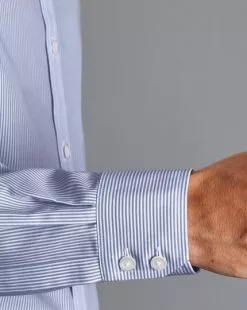 CHARLES TYRWHITT Spread Collar Non-Iron Bengal Stripe Shirt - Royal B -Charles Tyrwhitt Shop FON0715NAV MODEL CUFF