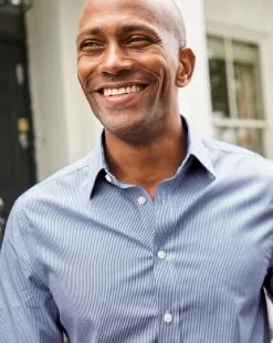 CHARLES TYRWHITT Spread Collar Non-Iron Bengal Stripe Shirt - Royal B -Charles Tyrwhitt Shop FON0715NAV l