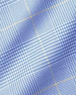 CHARLES TYRWHITT Non-Iron Prince Of Wales Check Shirt - Ocean B -Charles Tyrwhitt Shop FON2260BGO FABRIC DETAIL