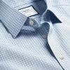 CHARLES TYRWHITT Non-Iron Poplin Fine Check Shirt - Sky B -Charles Tyrwhitt Shop FON2343SKY COLLAR DETAIL