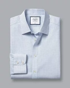 CHARLES TYRWHITT Non-Iron Poplin Fine Check Shirt - Sky B 11 CHARLES TYRWHITT Non-Iron Poplin Fine Check Shirt - Sky B -Charles Tyrwhitt Shop FON2343SKY FOLD SINGLE