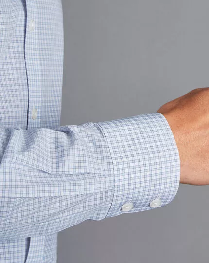 CHARLES TYRWHITT Non-Iron Poplin Fine Check Shirt - Sky B 7 CHARLES TYRWHITT Non-Iron Poplin Fine Check Shirt - Sky B - Image 5