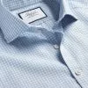 CHARLES TYRWHITT Spread Collar Non-Iron Poplin Fine Check Shirt - Sky B -Charles Tyrwhitt Shop FON2345SKY COLLAR DETAIL