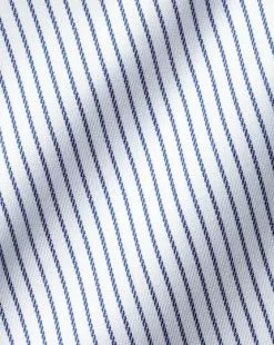 CHARLES TYRWHITT Non-Iron Twill Stripe Shirt - Royal Blue & Wh -Charles Tyrwhitt Shop FON2348AWT FABRIC DETAIL