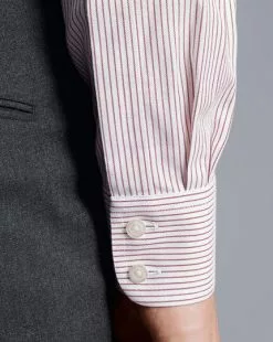 CHARLES TYRWHITT Non-Iron Twill Stripe Shirt - Blackberry P -Charles Tyrwhitt Shop FON2348BRP MODEL CUFF
