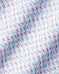 CHARLES TYRWHITT Non-Iron Check Shirt - Bright Pink -Charles Tyrwhitt Shop FON2368BPK FABRIC DETAIL