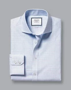 CHARLES TYRWHITT Spread Collar Non-Iron Check Shirt - Bright Pink -Charles Tyrwhitt Shop FON2372BPK FOLD SINGLE