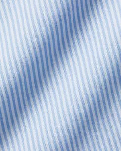 CHARLES TYRWHITT Spread Collar Non-Iron Bengal Stripe Winchester Shirt - Sky B -Charles Tyrwhitt Shop FON2375SKY FABRIC DETAIL