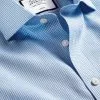 CHARLES TYRWHITT Spread Collar Non-Iron Mini Gingham Check Shirt - Cornflower B -Charles Tyrwhitt Shop FON2399CFW COLLAR DETAIL