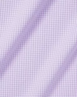 CHARLES TYRWHITT Spread Collar Non-Iron Mini Gingham Check Shirt - Mauve P -Charles Tyrwhitt Shop FON2399MAU FABRIC DETAIL