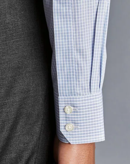 CHARLES TYRWHITT Non-Iron Double Check Shirt - Cobalt B 5 CHARLES TYRWHITT Non-Iron Double Check Shirt - Cobalt B - Image 3