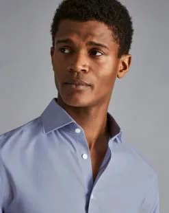 CHARLES TYRWHITT Non-Iron Twill Shirt - Indigo B -Charles Tyrwhitt Shop FON2404IDG MODEL COLLAR