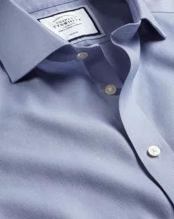 CHARLES TYRWHITT Spread Collar Non-Iron Twill Shirt- Indigo B