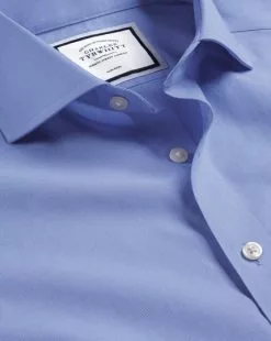 CHARLES TYRWHITT Spread Collar Non-Iron Poplin Shirt - Ocean B