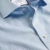 CHARLES TYRWHITT Spread Collar Non-Iron Twill Mini Windowpane Check Shirt - Steel B -Charles Tyrwhitt Shop FON2428STL COLLAR DETAIL