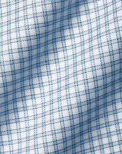 CHARLES TYRWHITT Spread Collar Non-Iron Twill Mini Windowpane Check Shirt - Steel B -Charles Tyrwhitt Shop FON2428STL FABRIC DETAIL