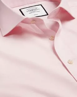 CHARLES TYRWHITT Spread Collar Non-Iron Poplin Shirt - Pink