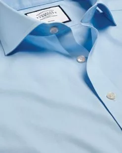 CHARLES TYRWHITT Spread Collar Non-Iron Poplin Shirt - Sky B