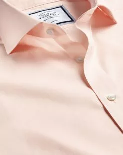 CHARLES TYRWHITT Spread Collar Non-Iron Twill Shirt - Peach