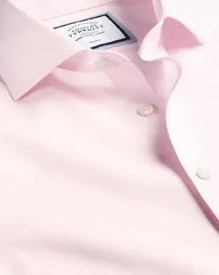 CHARLES TYRWHITT Spread Collar Non-Iron Poplin Shirt - Light Pink