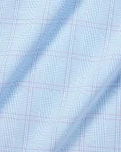 CHARLES TYRWHITT Non-Iron Prince Of Wales Check Shirt - Light B -Charles Tyrwhitt Shop FON2460LBU FABRIC DETAIL