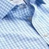 CHARLES TYRWHITT Spread Collar Non-Iron Graph Check Cutaway Shirt - Royal B -Charles Tyrwhitt Shop FON2463RYL COLLAR DETAIL