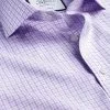 CHARLES TYRWHITT Spread Collar Non-Iron Twill Windowpane Check Shirt - Lilac P -Charles Tyrwhitt Shop FON2472LLC COLLAR DETAIL