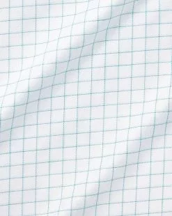 CHARLES TYRWHITT Non-Iron Twill Fine Shadow Check Shirt - Aqua Green -Charles Tyrwhitt Shop FON2473AQA FABRIC DETAIL
