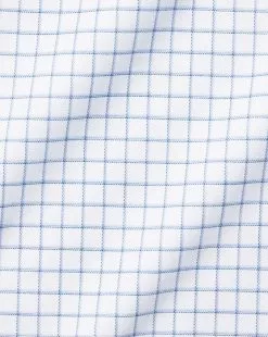 CHARLES TYRWHITT Non-Iron Twill Fine Shadow Check Shirt - Cornflower B 13 CHARLES TYRWHITT Non-Iron Twill Fine Shadow Check Shirt - Cornflower B -Charles Tyrwhitt Shop FON2473CFW FABRIC DETAIL