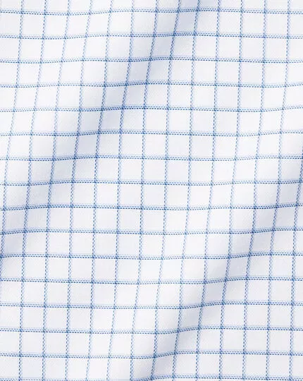 CHARLES TYRWHITT Non-Iron Twill Fine Shadow Check Shirt - Cornflower B 8 CHARLES TYRWHITT Non-Iron Twill Fine Shadow Check Shirt - Cornflower B - Image 6