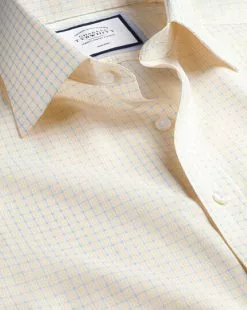 CHARLES TYRWHITT Non-Iron Twill Double Check Shirt - Lemon Yellow