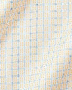 CHARLES TYRWHITT Non-Iron Twill Double Check Shirt - Lemon Yellow -Charles Tyrwhitt Shop FON2474LMN FABRIC DETAIL