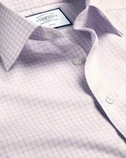 CHARLES TYRWHITT Non-Iron Twill Double Check Shirt - Light Pink