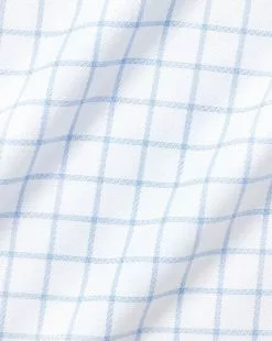 CHARLES TYRWHITT Spread Collar Non-Iron Henley Weave Shirt - Cornflower B -Charles Tyrwhitt Shop FON2482CFW FABRIC DETAIL