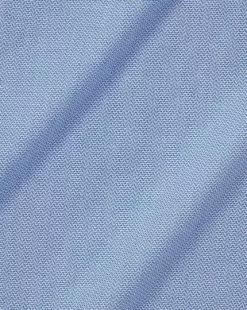 CHARLES TYRWHITT Spread Collar Non-Iron Henley Weave Shirt - Ocean B -Charles Tyrwhitt Shop FON2482OCE FABRIC DETAIL